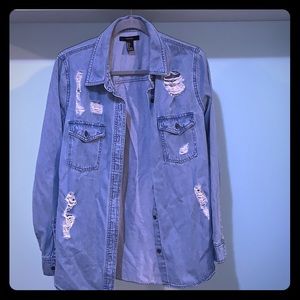 ***NEVER WORN*** Distressed denim shirt